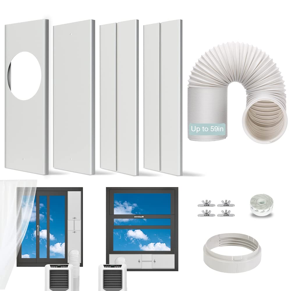 Portable Ac Window Kit With Exhaust Hose, Air Conditioners Kits Parts Adjustable Window Seals For Sliding Window, Universal Vert