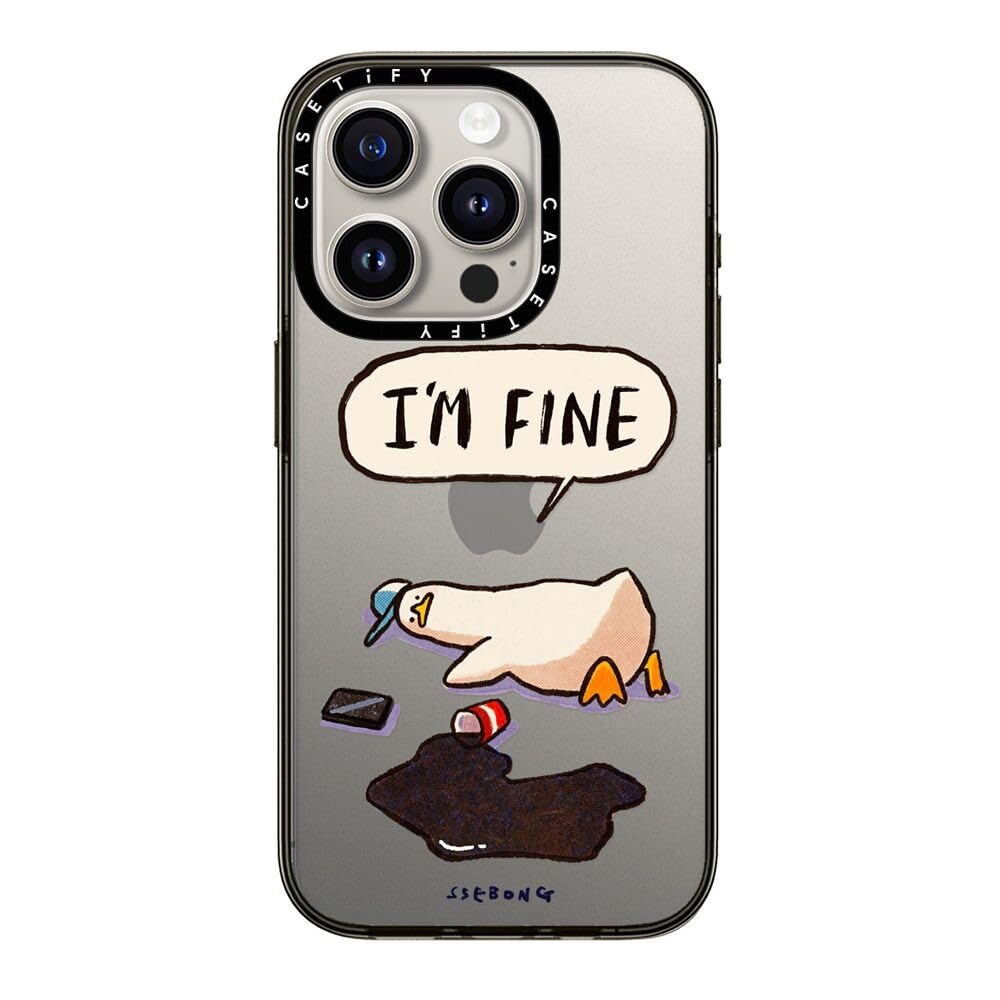 Casetify Compact Iphone 15 Pro Case [2X Military Grade Drop Tested / 4Ft Drop Protection]   I'M Fine   Clear Black