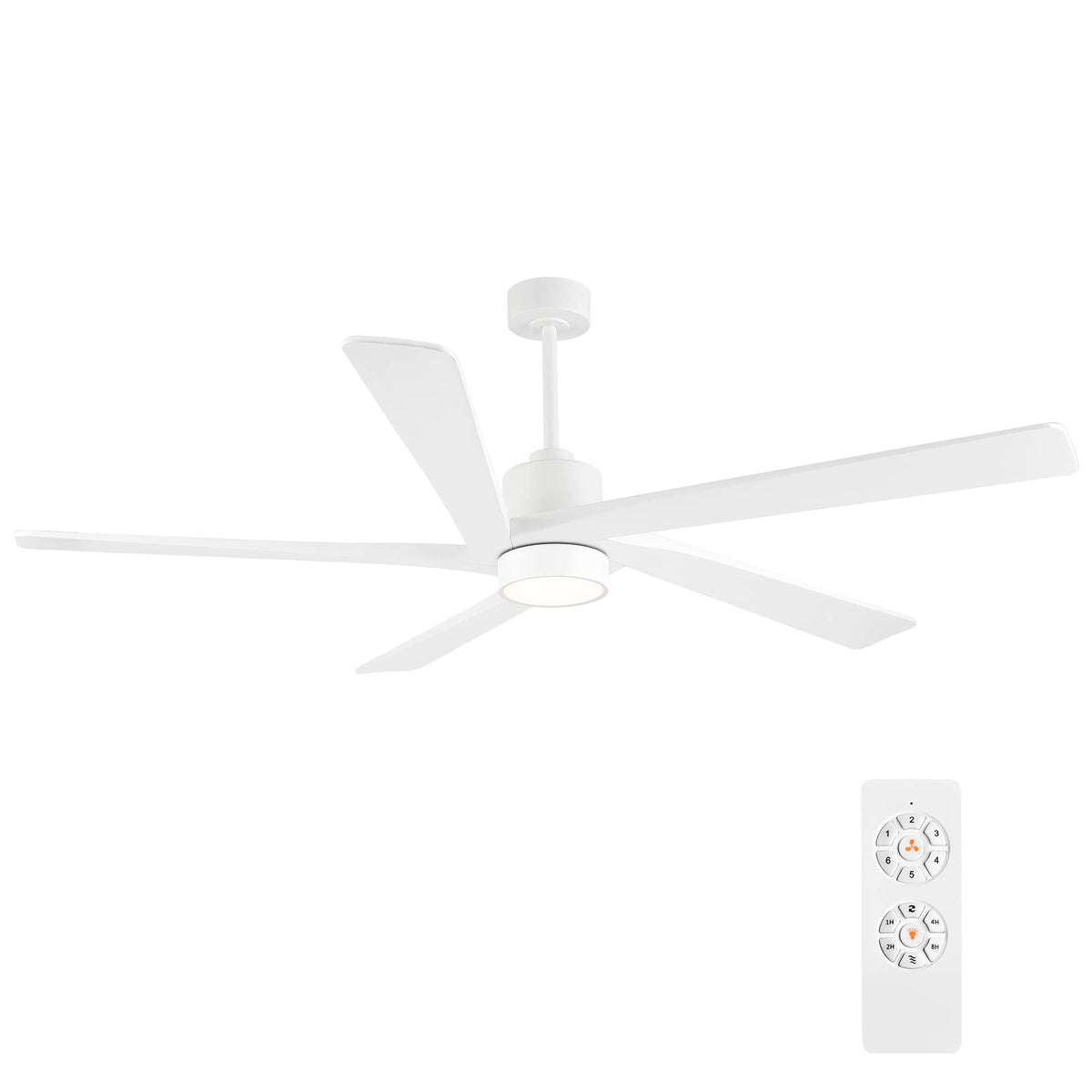 Wingbo 64'' Dc Ceiling Fan With Lights And Remote Control, 5 Carved Wood Blades, 6 Speed Reversible Dc Motor, Modern Ceiling Fan