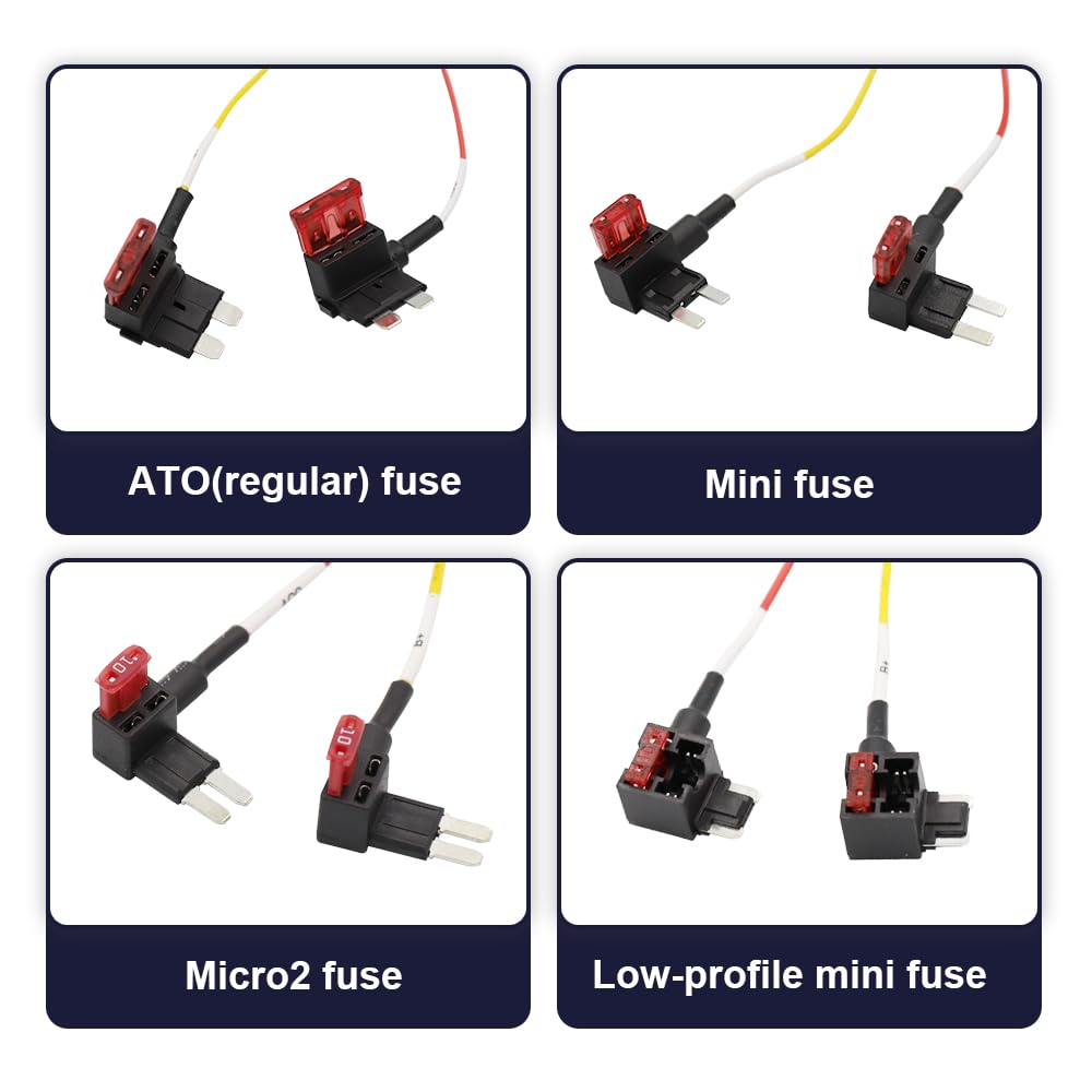 Fitcamx Fuse Box Cable Hardwire Kit, 4 In 1 Ato (Regular), Mini, Micro, Low Profile Mini, 2Pcs Each