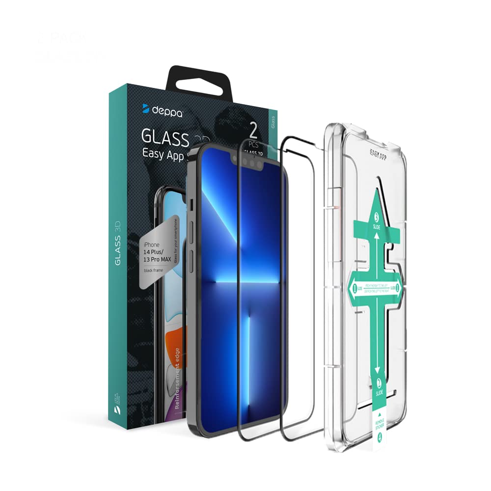 Deppa Iphone 13 Pro Max Iphone 14 Plus 2022 (67 Inch) Screen Protector 2 Pack] Tempered Glass 3D Edge To Edge Full Cover With Ea