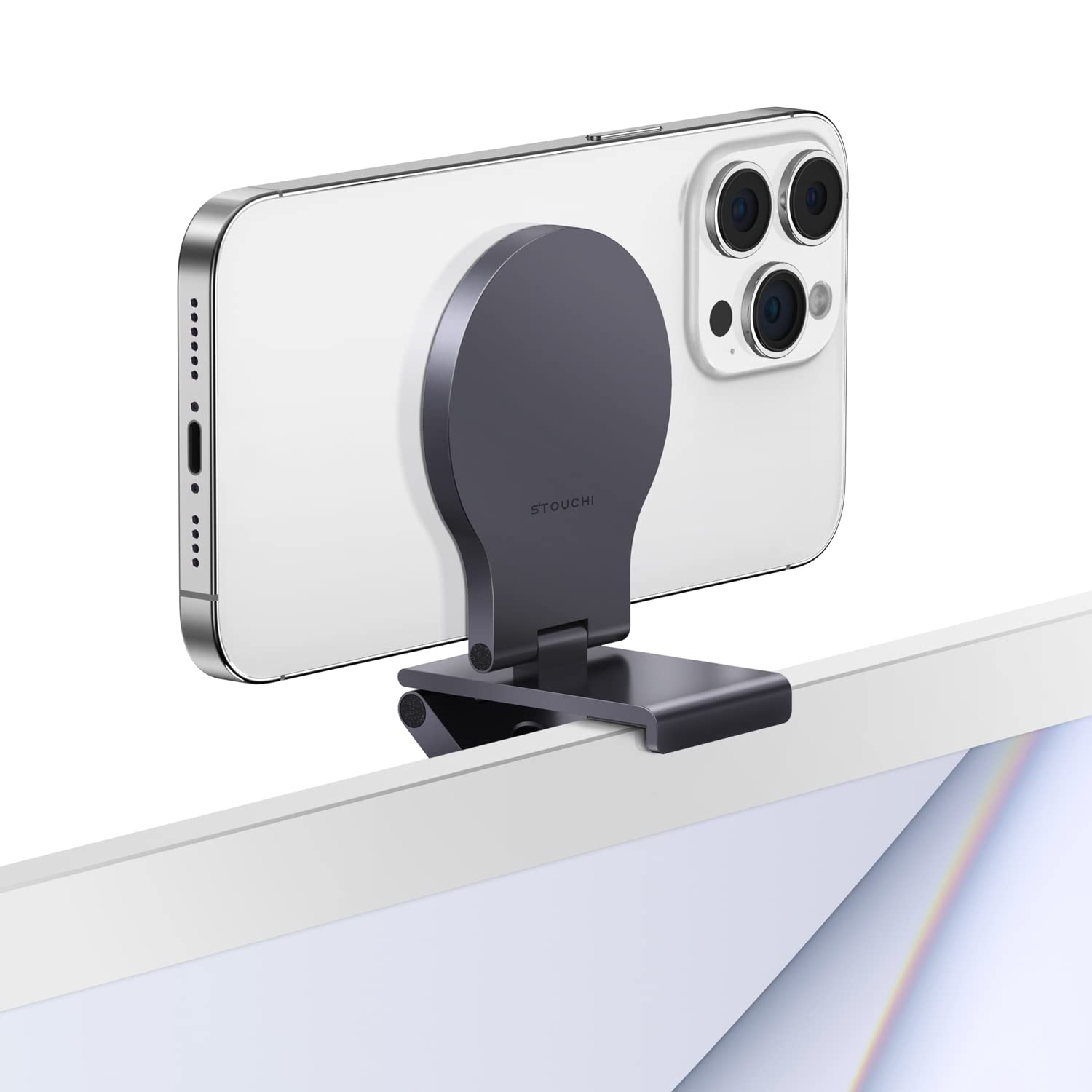Stouchi Continuity Camera Mount for Desktop Monitor, iMac Compatible iPhone Webcam Mount with Mag-Safe for Mac Desktops and Disp