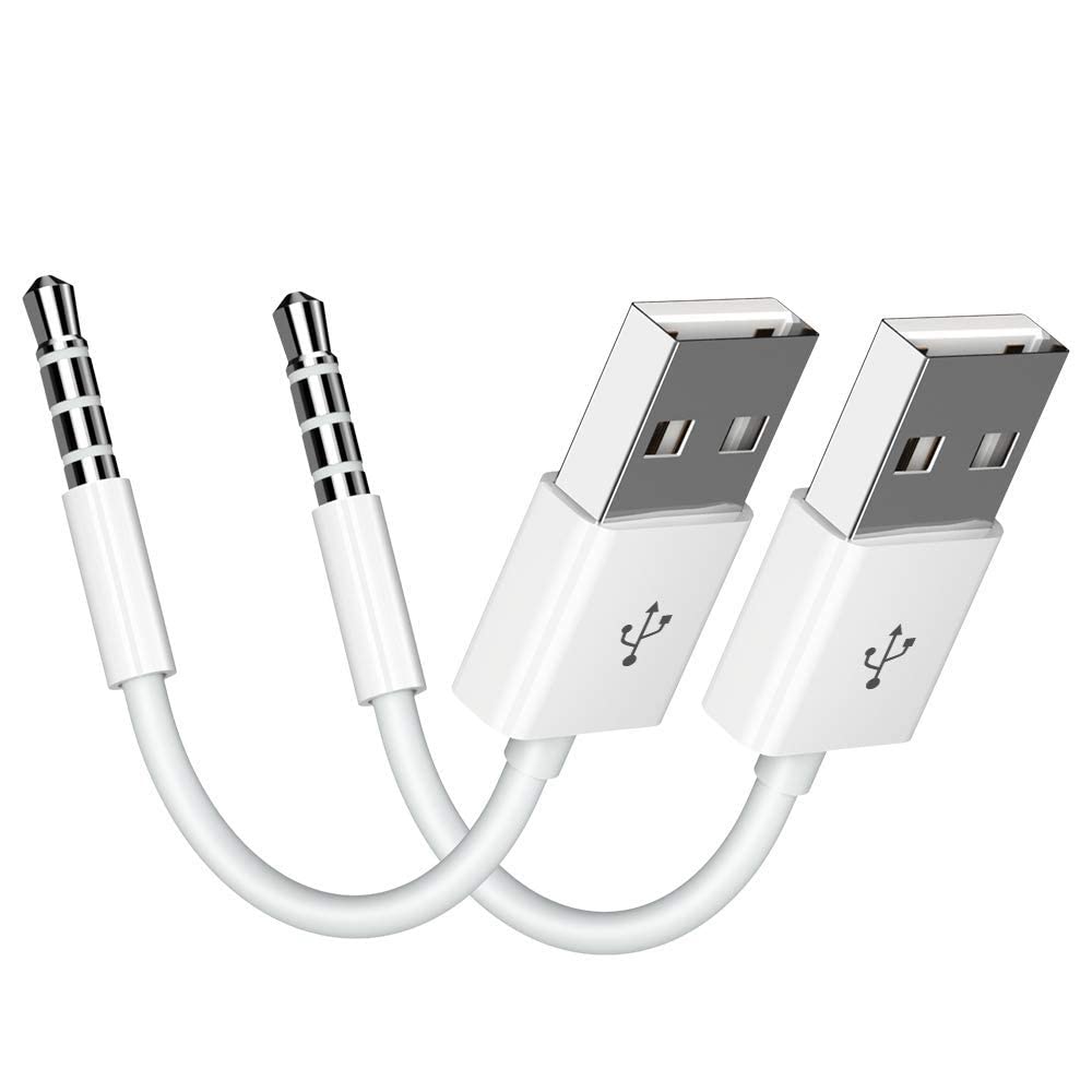 Ipod Shuffle Cable, 2 Pack 3.5Mm Jack/Plug To Usb Usb Power Charger Sync Data Transfer Cable For Ipod Shuffle 3Rd 4Th Mp3/Mp4