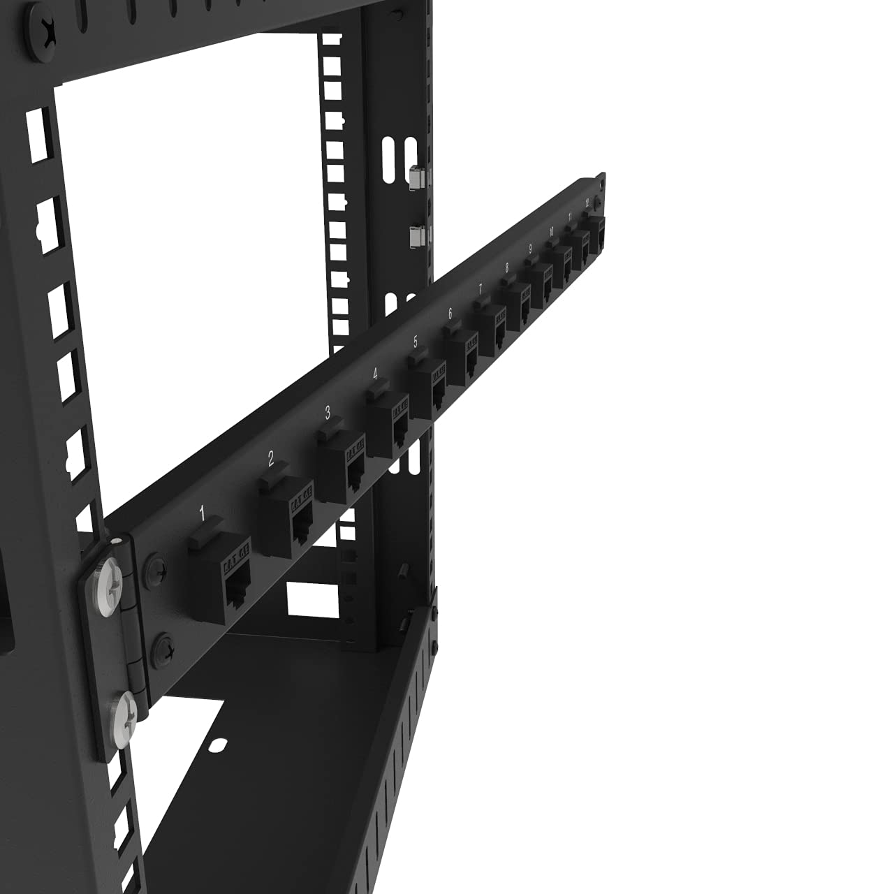 Jingchengmei 12 Port Blank Keystone Panel 1U Hinged Universal Blank Patch Panel For 19' Standard Rackmount,Disassembled (H1Uks12H, Black)