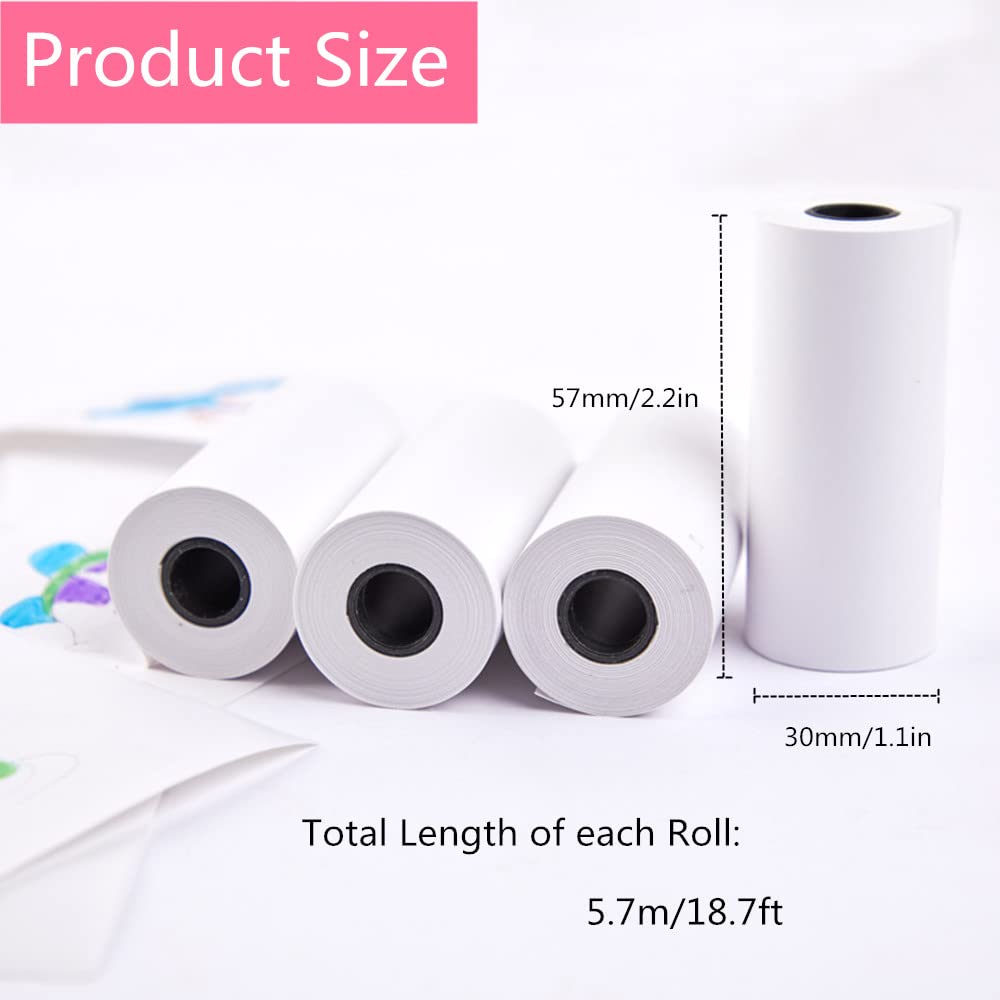 20 Pack Kids Instant Camera Refill Print Paper, 2.2 X 1.2 Inch Photo Printer Thermal Paper Rolls Print White Camera Paper Refill