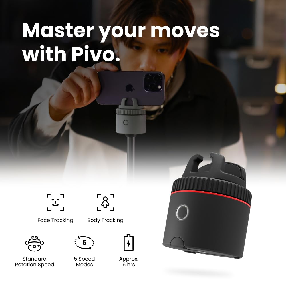 Pivo Pod Classic Auto Face Tracking Phone Holder, 360 Rotation, Content Creator Essentials For Fitness Tracker With Remote Contr