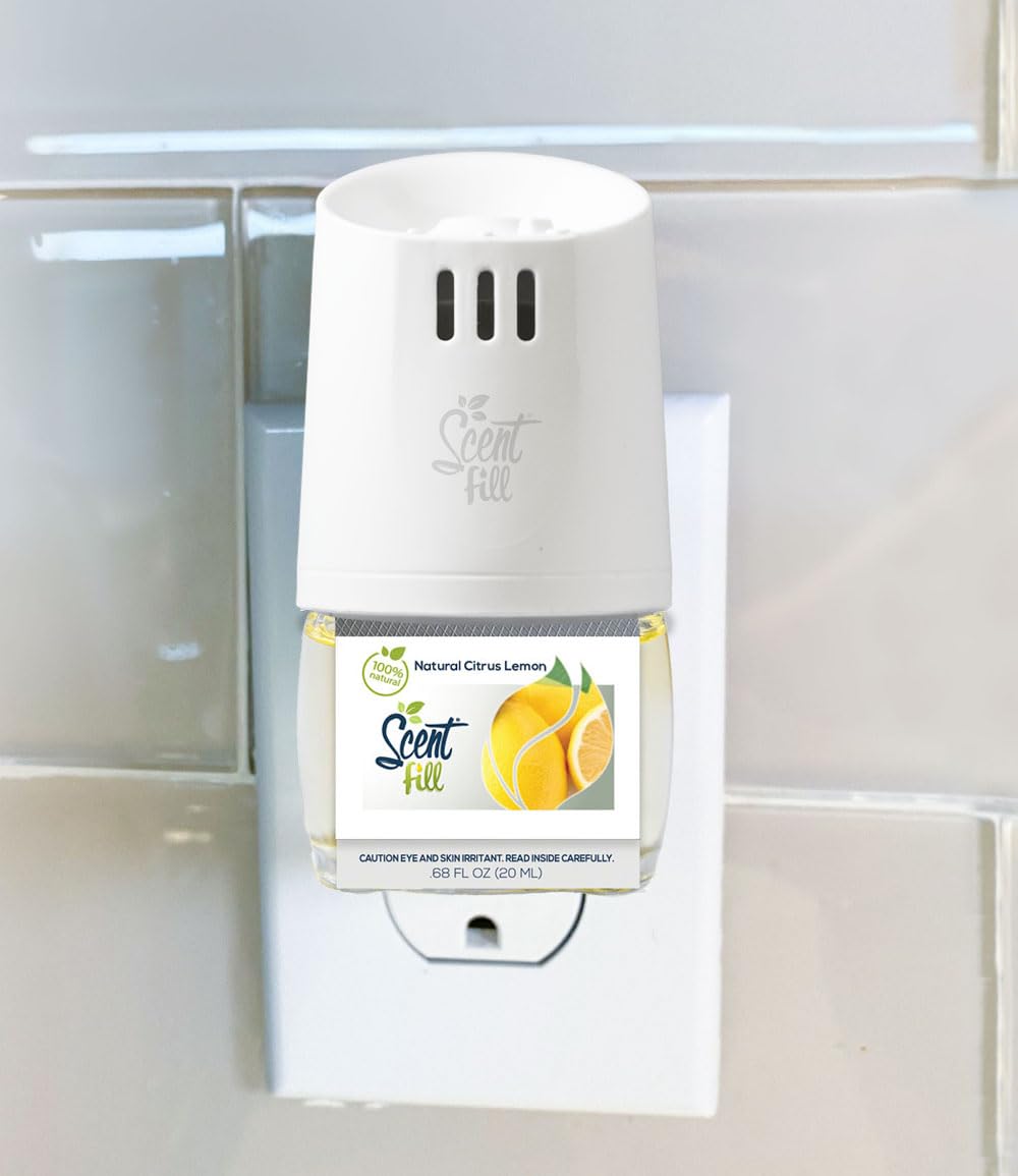 Scent Fill 100% Natural Lemon & Citrus Plug In Air Freshener, Scented Oil Refills, 3 Refills