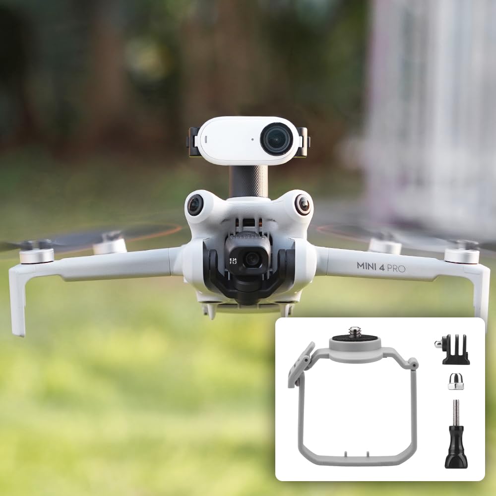 CAPART Top Expansion Bracket Camera Mount for DJI Mini 4 Pro, Action Camera Mount Night Flight Strobe Light Holder, with Tripod 