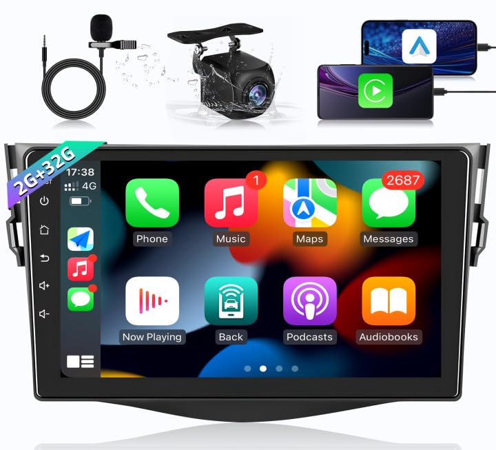 Car Stereo Radio For Toyota Rav4 2006 2007 2008 2009 2010 2011 2012 With Apple Carplay Android Auto 9 Inch Touch Screen Radio Wi