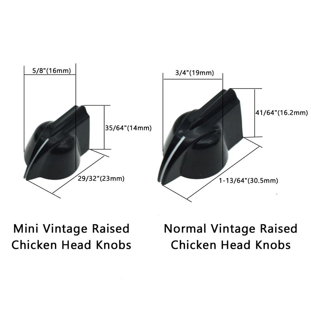 Dopro Pack Of 12 Raised Vintage Set Screw Guitar Amp Chicken Head/Effect Pointer Knob Black