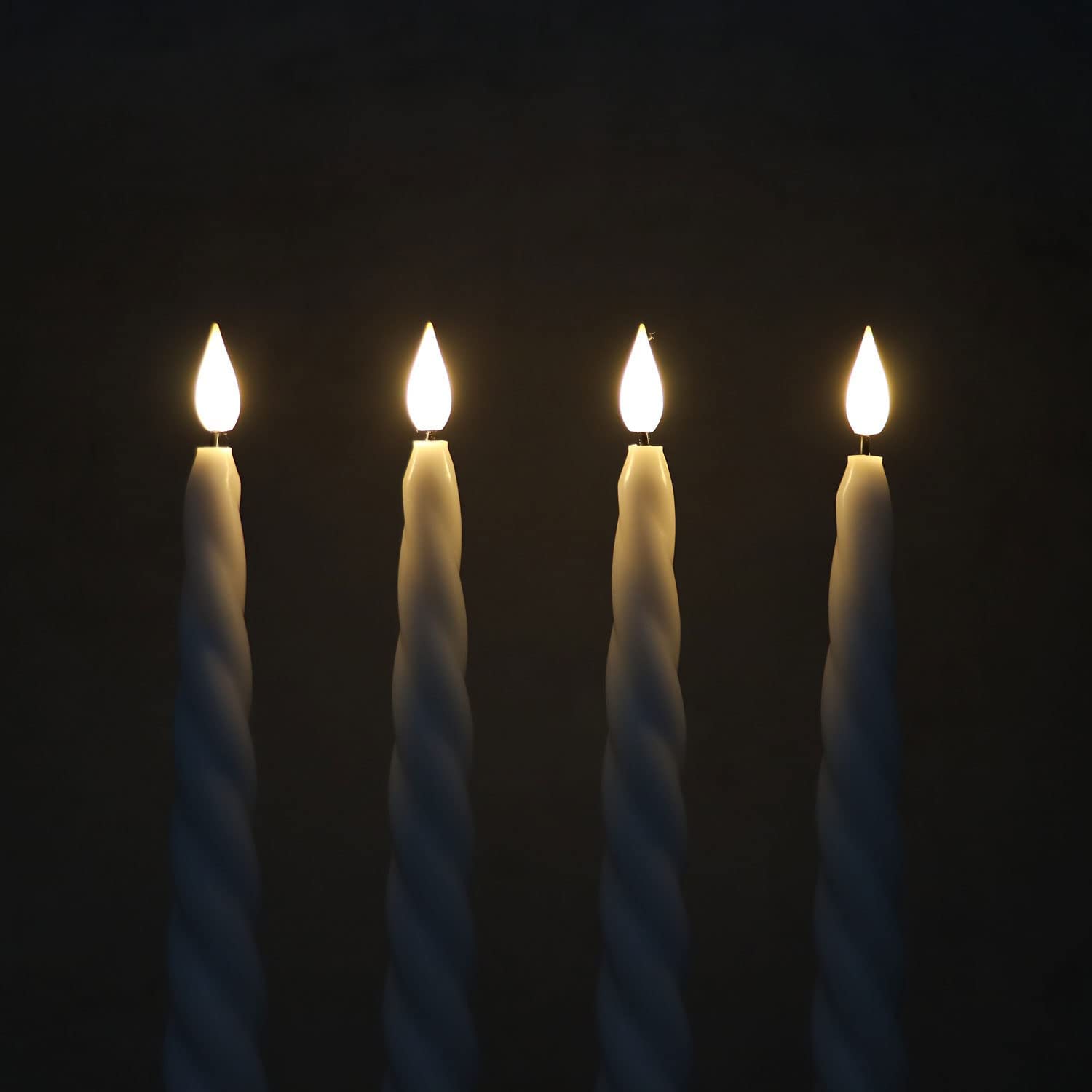 Rhytsing 9.6 White Flameless Twisted Taper Candles With Timer, Battery Operated Spiral Candlesticks, Warm White Light, Remote &