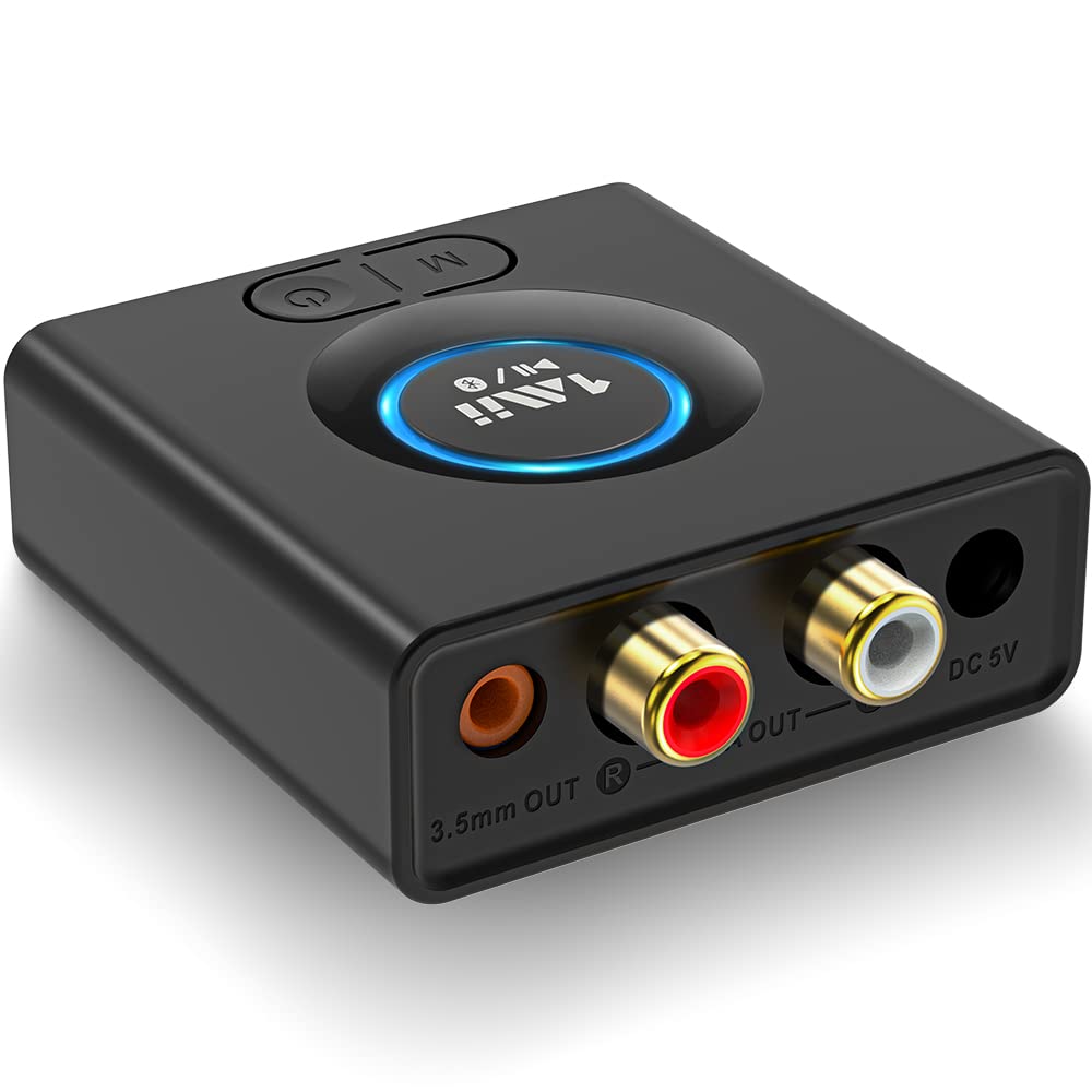 1Mii Bluetooth 5.0 Audio Receiver, Wireless Audio Adapter For Home Stereo Music Streaming System With 3.5 Mm Rca, Bass Mode, 12H