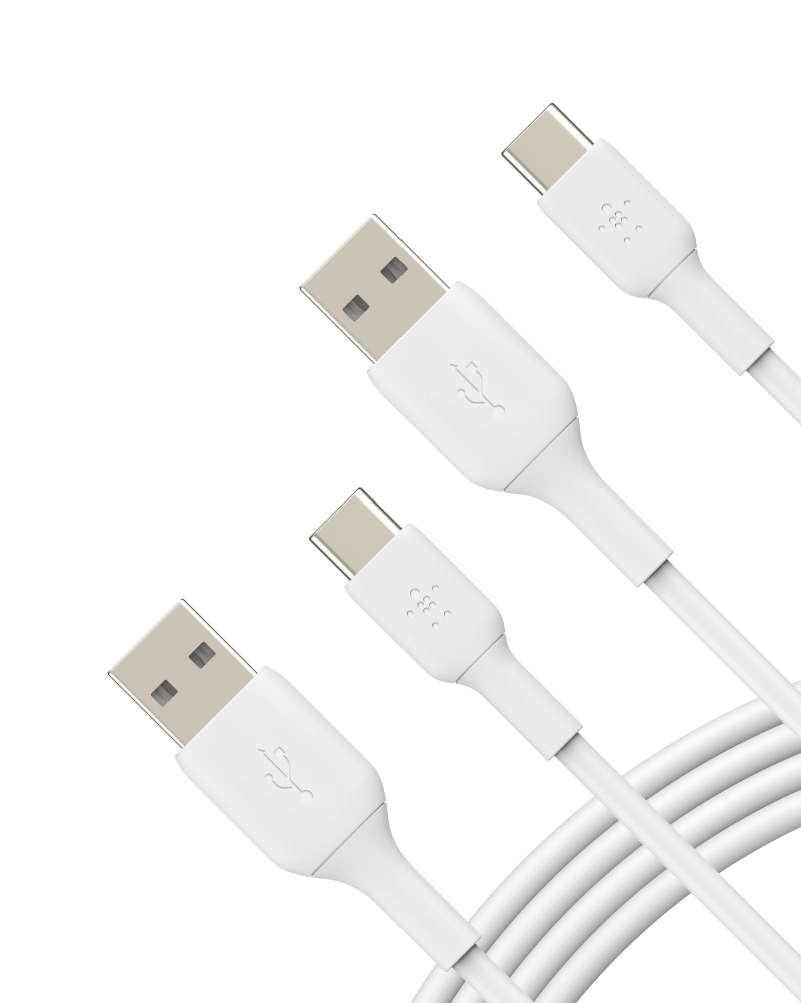 Belkin BoostCharge USB C Cable (1M/3.3ft), USB C to USB A Cable, USB Type C Cable for iPhone 16 Series, Samsung Galaxy S25, S25+, Pixel 8, iPad Pro, Nintendo Switch, Carplay, & More   White (2 Pack)