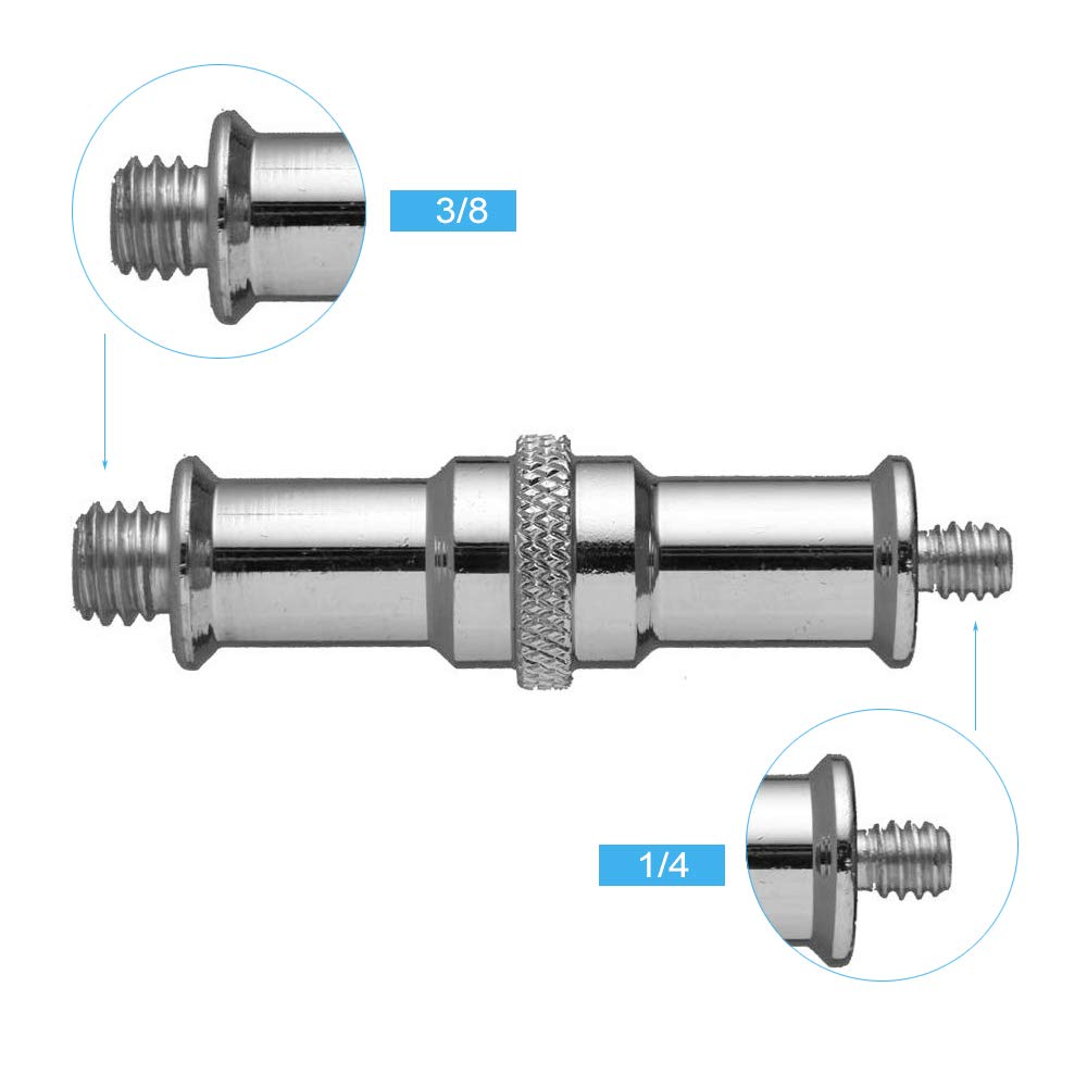 2 Pieces Standard 1/4 To 3/8 Inch Metal Male Convertor Threaded Screw Adapter Spigot Stud For Studio Light Stand, Hotshoe/Coldsh