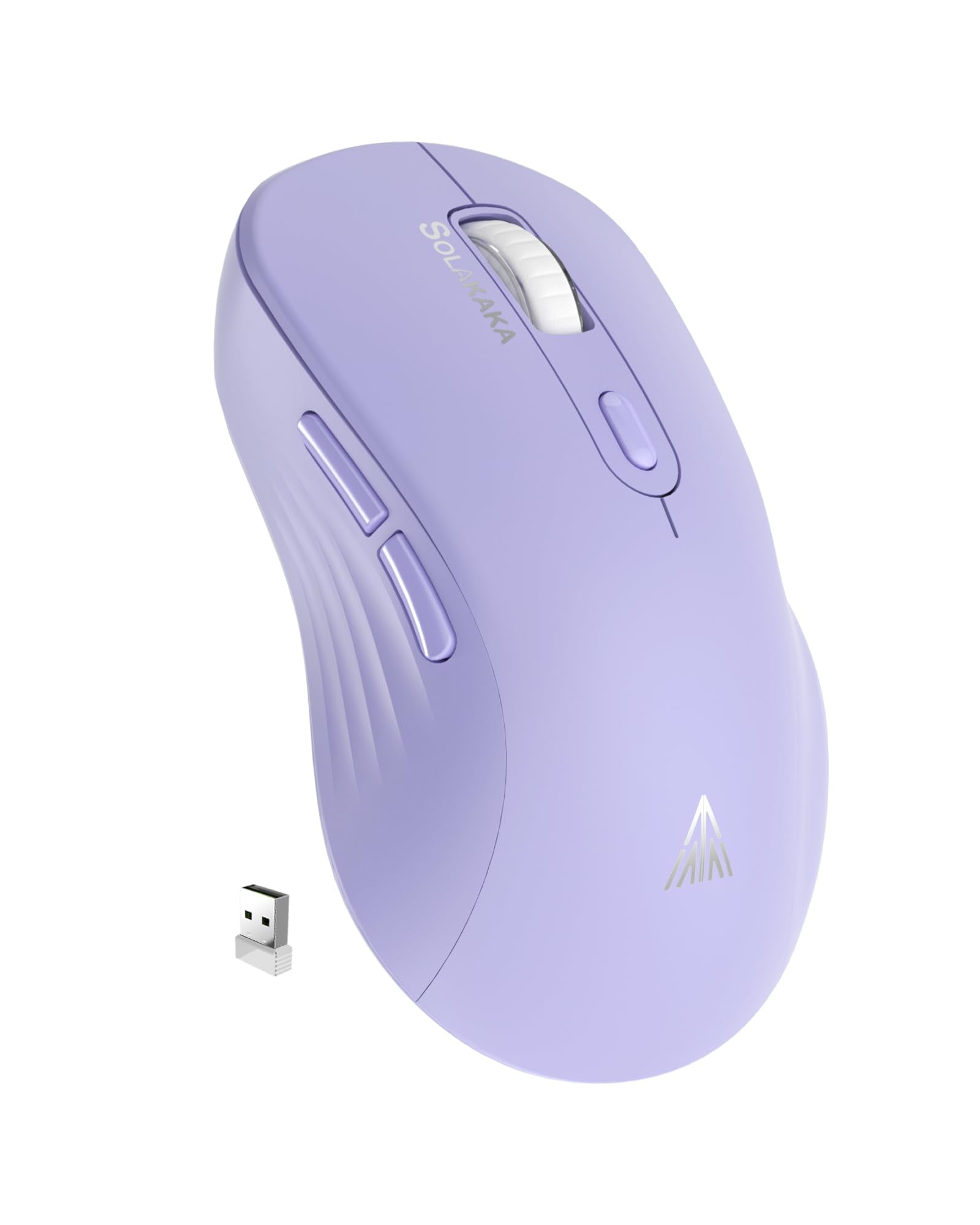 Solakaka Sm66 Purple Silent Dual Mode Wireless Mouse For Laptop, Adjustable 4800 Dpi,Rechargeable Computer Mouse For Bluetooth A
