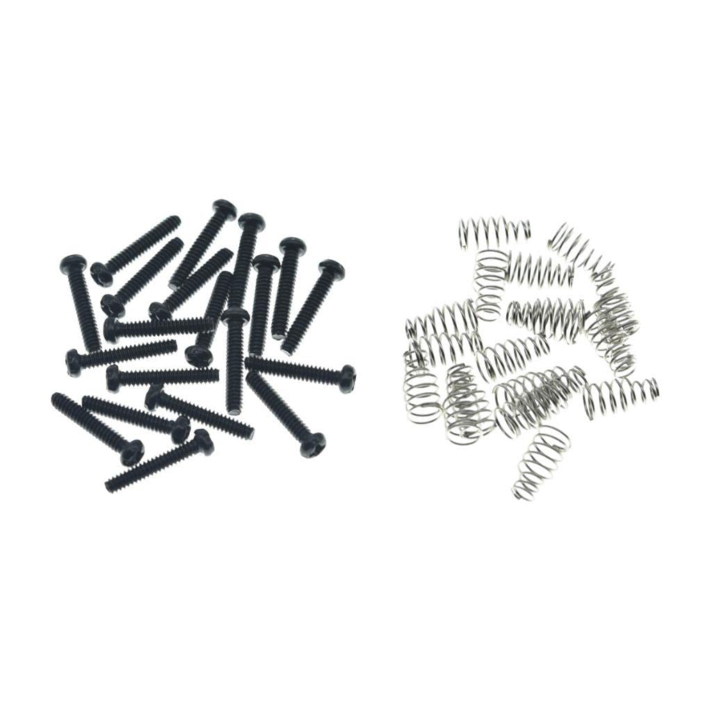 Kaish 20 Pack Stainless Steel American #6 32 Single Coil Pickup Screws With Springs For Stratocaster/Telecaster Black