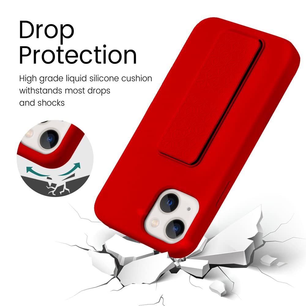 Laudtec Silicone Case With Stand/Kickstand For Iphone 13(6.1''),Vertical And Horizontal Stand Hand Strap Metal Kickstand Shockpr