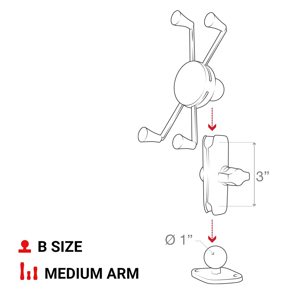 Ram Mounts X Grip Large Phone Mount With Diamond Base Ram B 102 Un10U With Medium Arm