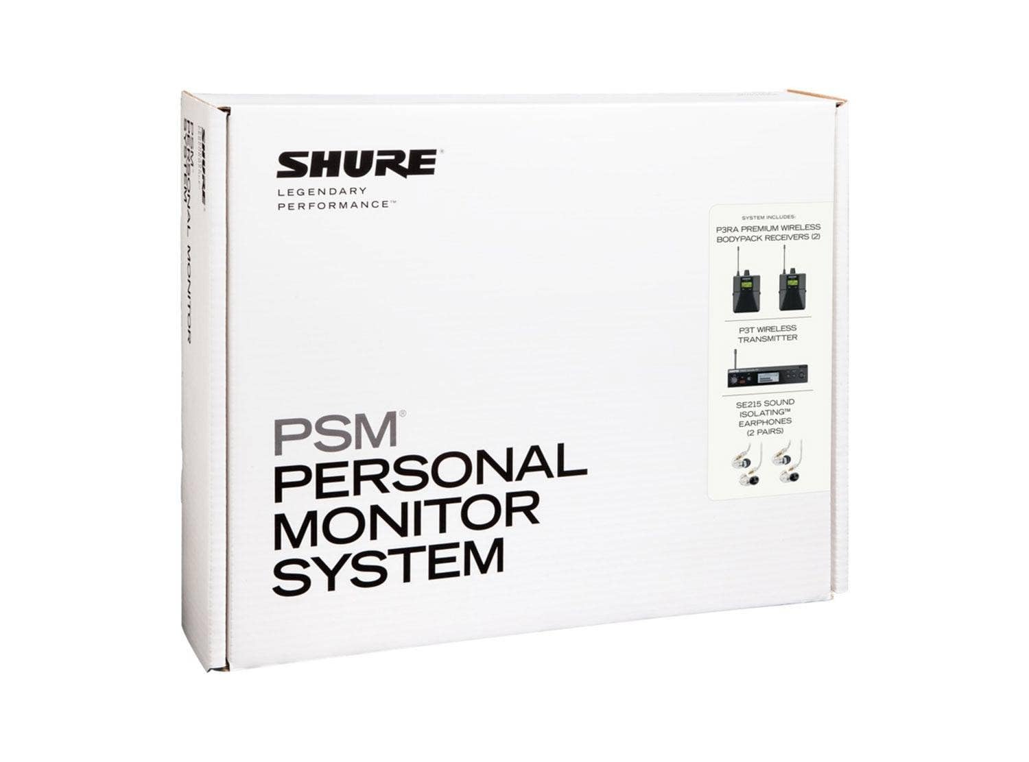 Shure Psm300 P3Tra215Twp Pro Wireless In-Ear Personal Monitor System With Se215-Cl Earphones, Twinpack - H20 Band