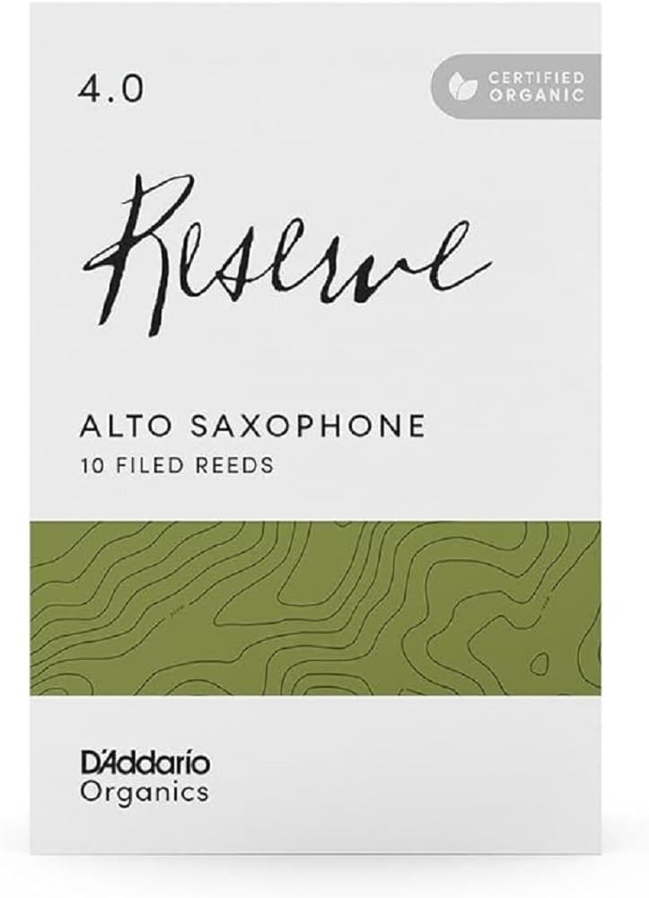 Daddario Organic Reserve Alto Saxophone Reeds   Filed, Strength 4.0, 10 Pack