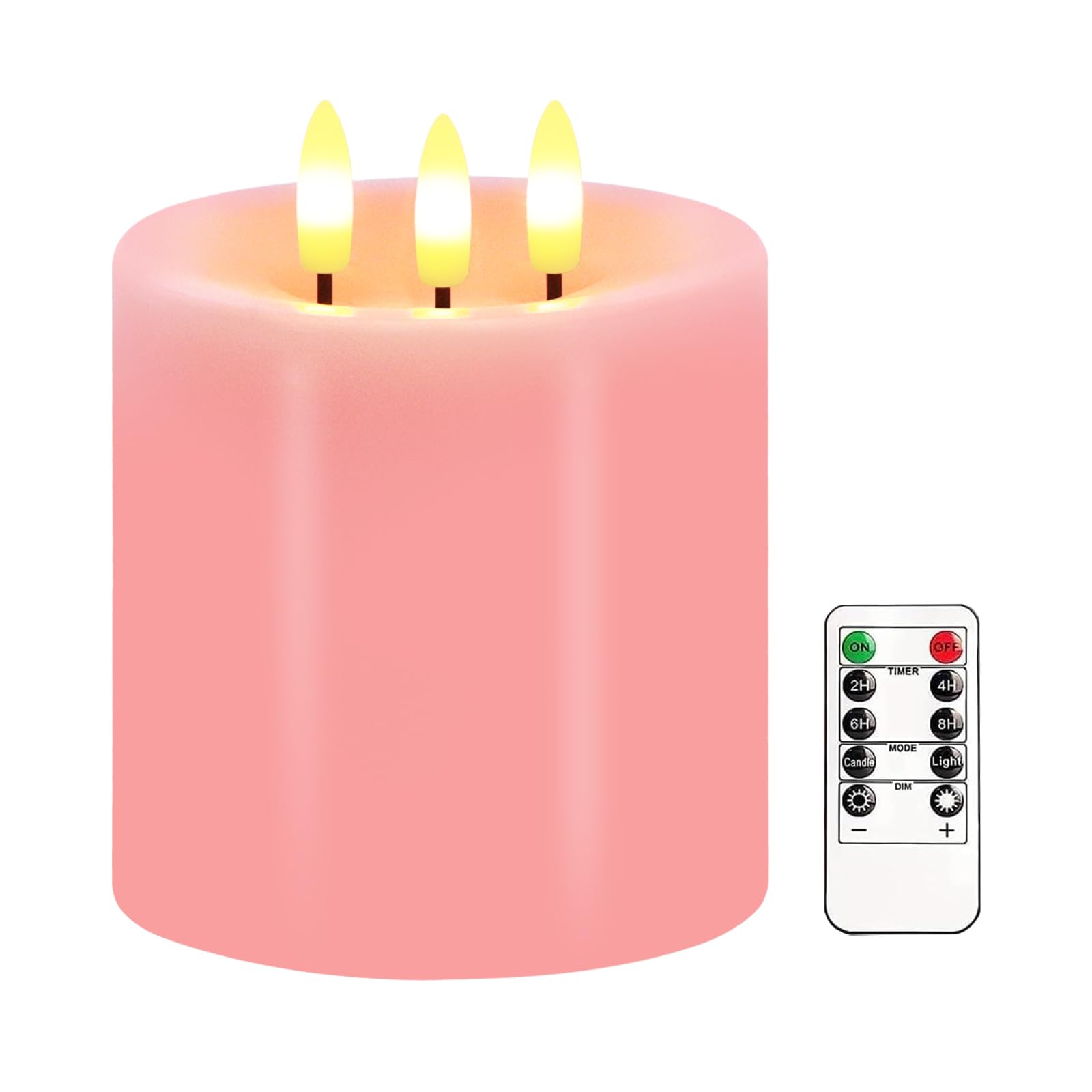 Large 3 Wick Flameless Candles, 4x4 Flickering Flameless Candles with Remote & Timer, Dimmable Real Wax LED Candles Battery Oper
