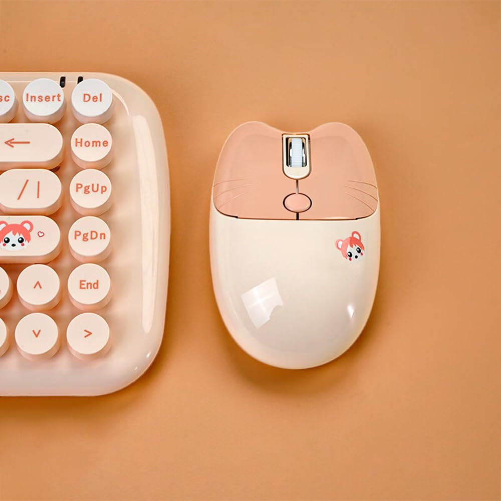 Mofii Tzbbl Mini Wireless Keyboard Mouse Set Round Keycap Multi Colour Cute Lovely For Girls 84 Key (Multicolor Chocolate)