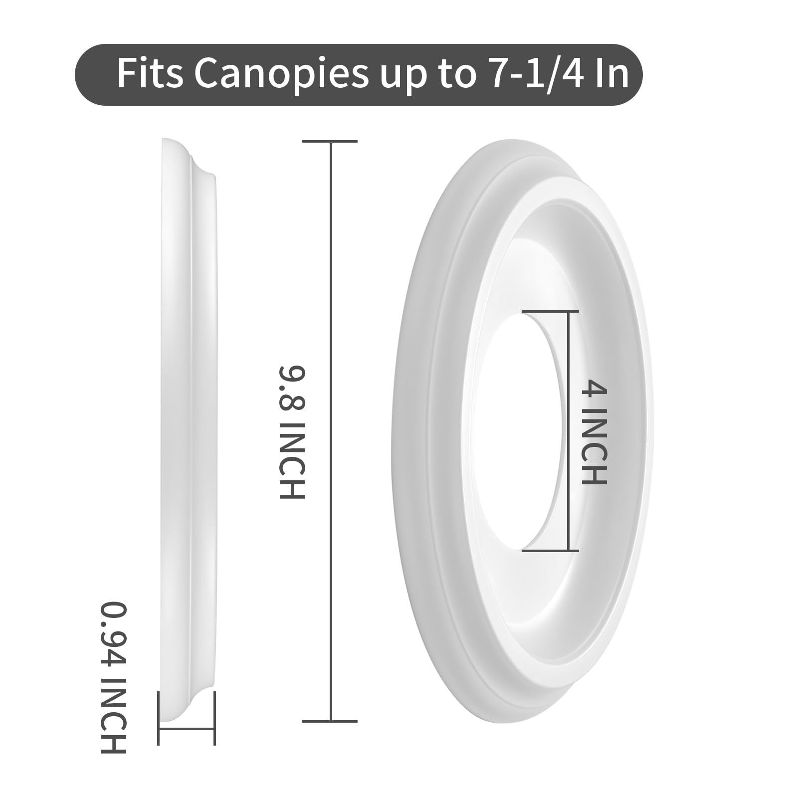 2Packs Molded Nylon Ceiling Medallion For Light Fixtures And Ceiling Fans, 10''Od X 4''Id X 1 2/8 ''P (Fits Canopies Up To7 1/4'