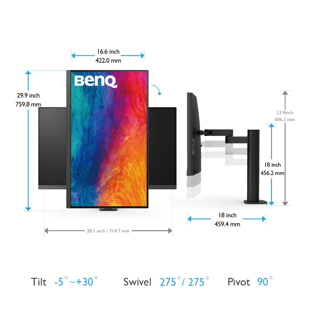 Benq Pd3205Ua Ergo Arm Mac Ready 32'' 4K Uhd | 99% Rec.709 & Srgb | Ips | Built In Ergo Mount | Iccsync | Uniformity | Delta E=3