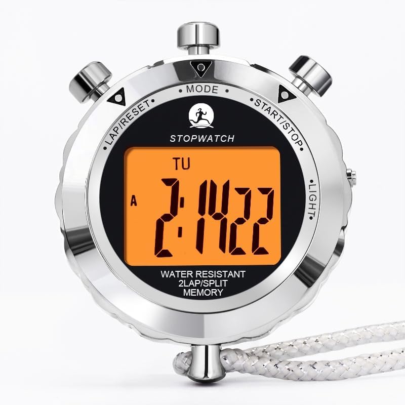 Rolilink Stopwatch,Metal Stop Watch for Sports Stopwatches Timer for Sports and Competitions (2 Lap with Backlight-Metal)
