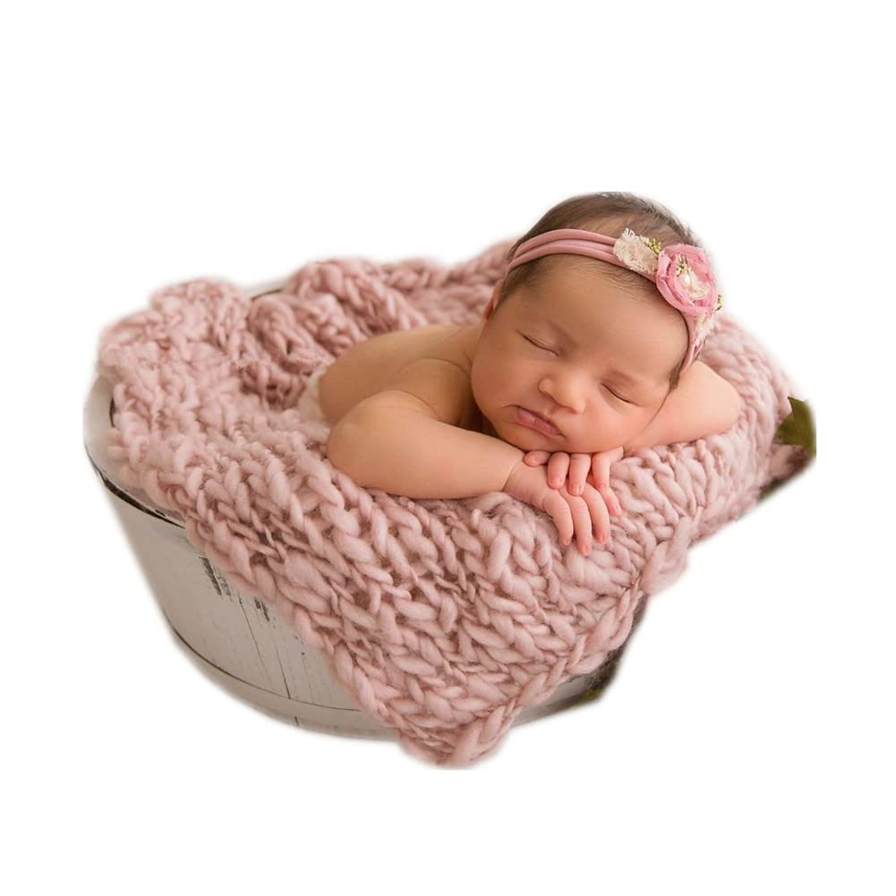 Coberllus Newborn Baby Photo Props Blanket Handmade Knitted Twist Wrap Posing Aid Backdrops For Boy Girls Photography Shoot (Tar