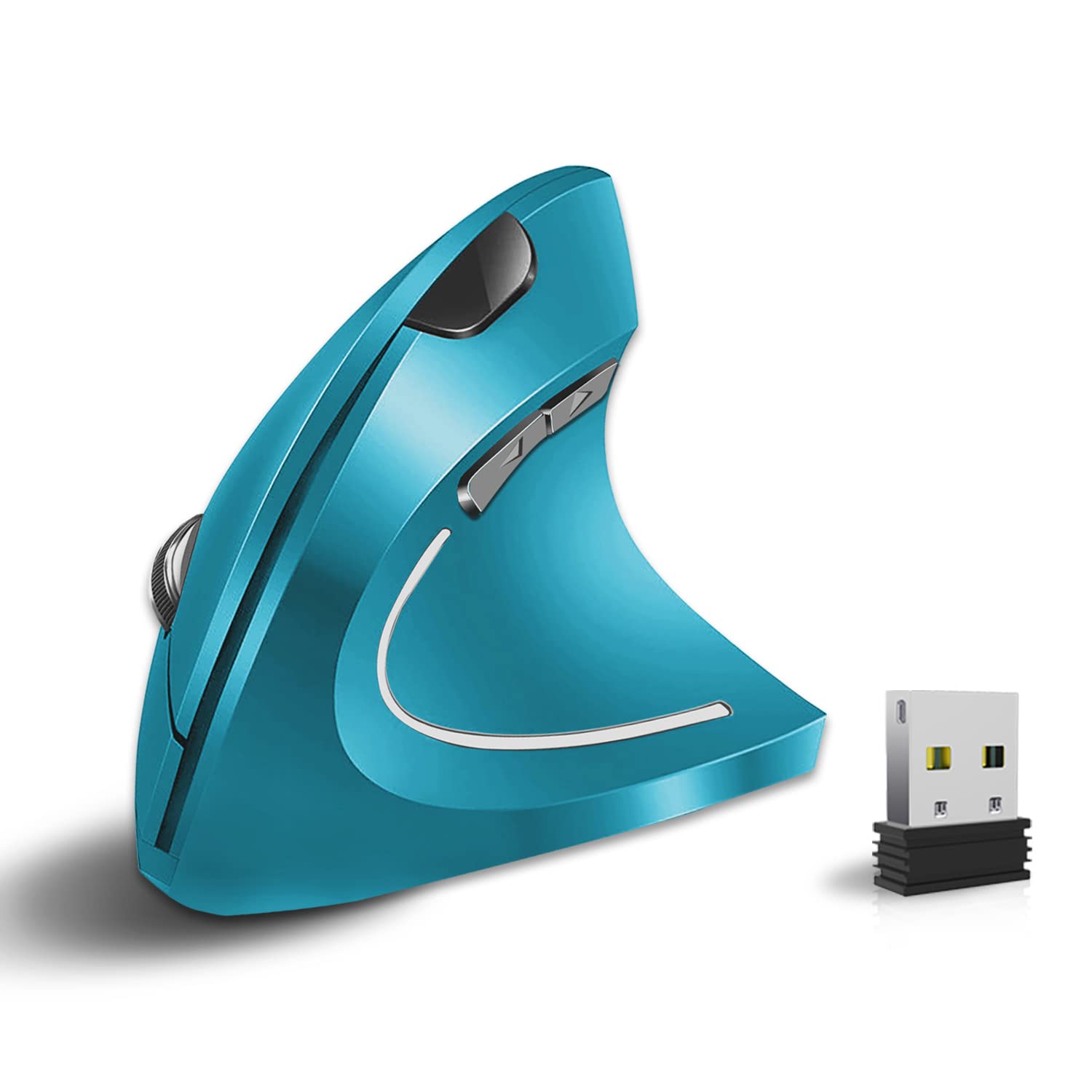 Vassink Ergonomic Wireless Mouse, Rechargeable Mouse 2.4Hz Vertical Wireless Optical Mice With Usb Receiver, 6 Buttons For Pc,La