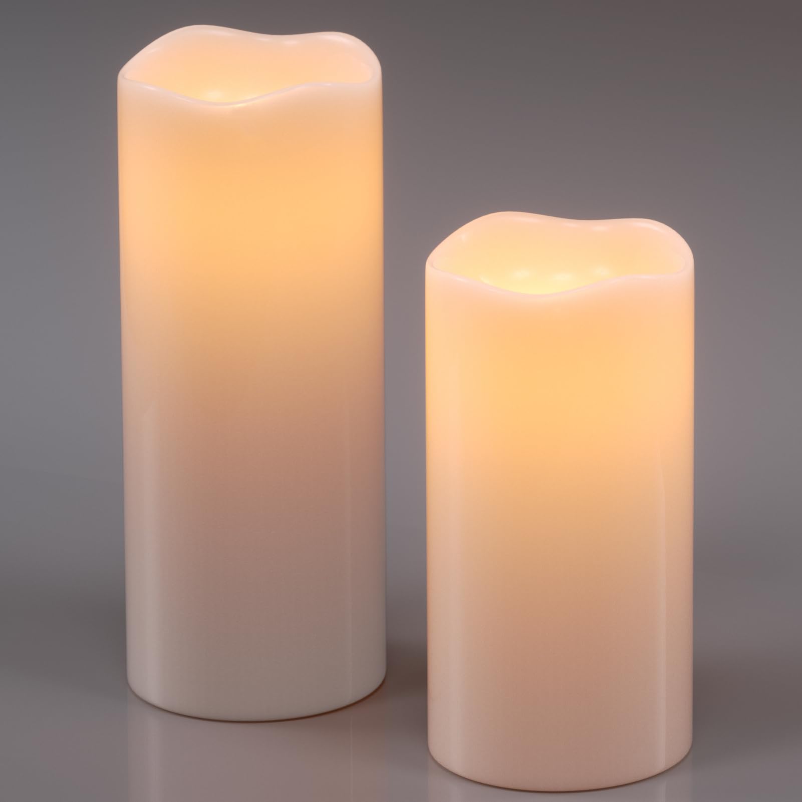 Eldnacele Large Solar Flameless Flickering Candles Outdoor Waterproof, Solar Powered Dusk To Dawn White Plastic Led Pillar Candl