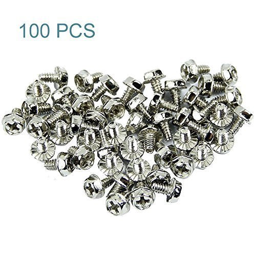 Maxmoral 100Pcs Toothed Hex 6/32 Screw 6 32 Computer Pc Case Hard Drive Motherboard Mounting Screws.