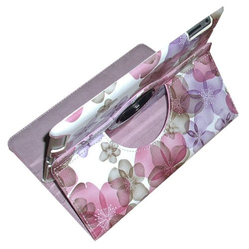 Jytrend Case Compatible With Ipad Pro 9.7 (2016 Released), Rotating Stand Smart Cover For A1673 A1674 A1675 With Magnetic Auto Wake Up/Sleep (Pink Flower)