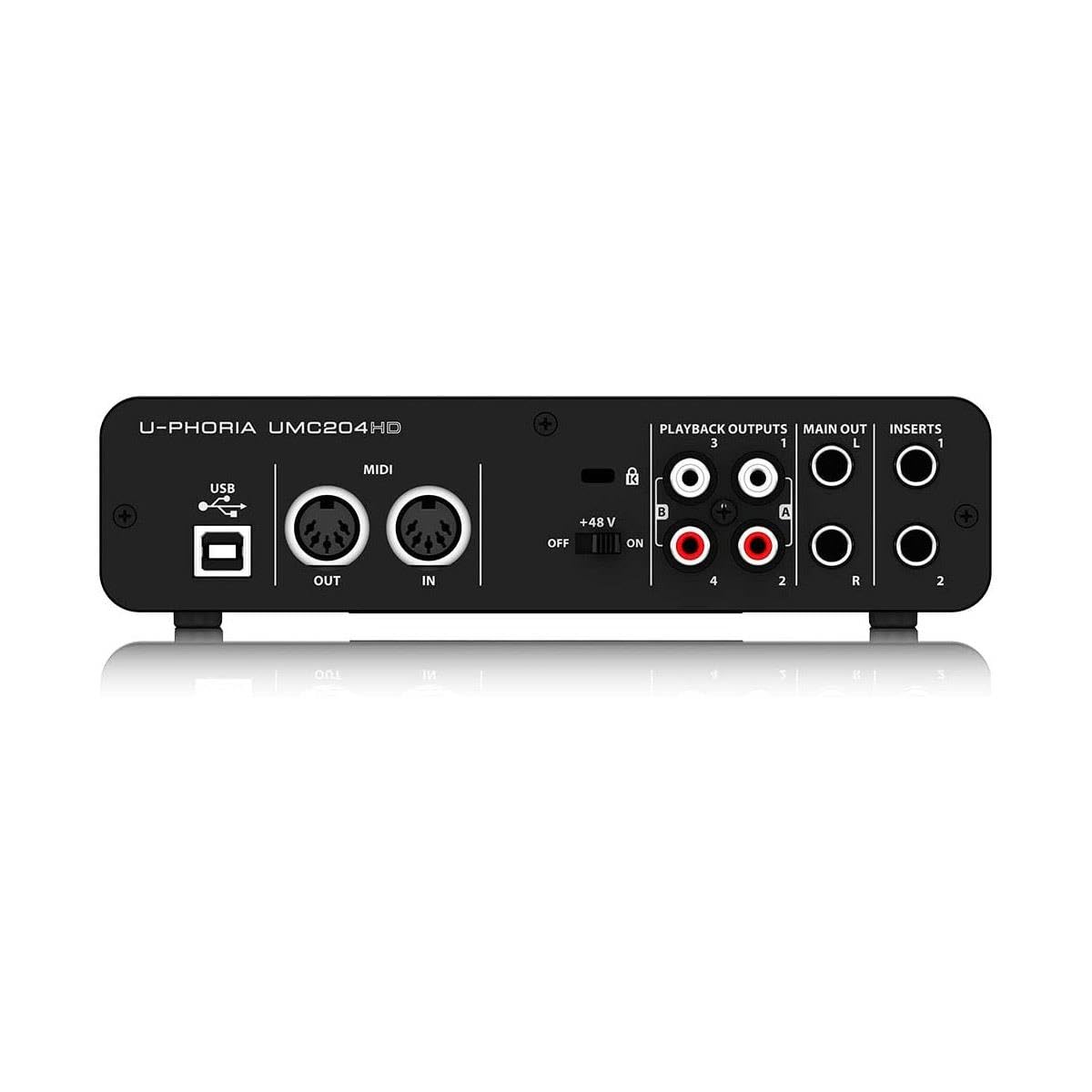Behringer U Phoria Umc204Hd Audiophile 2X4 Usb Audio/Midi Interface With Midas Mic Preamplifiers, 24 Bit/192Khz Resolution