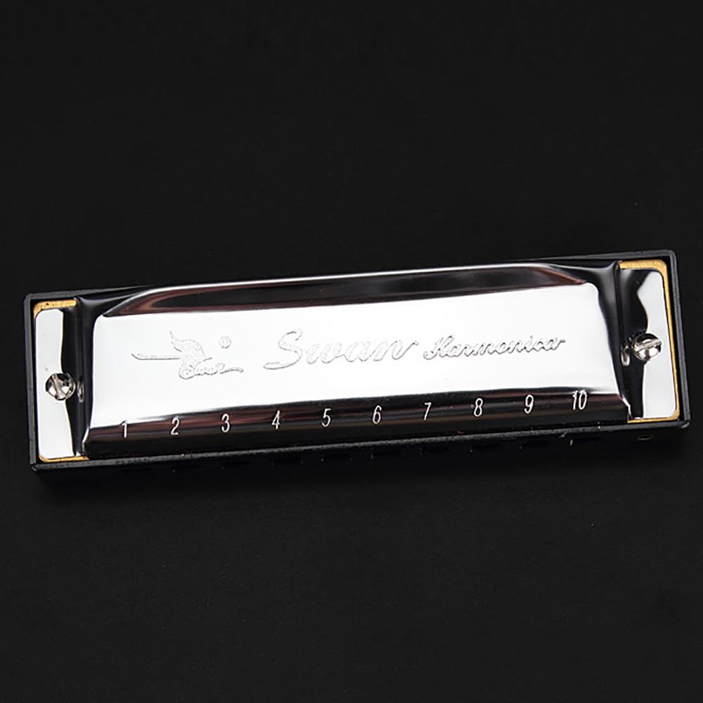 Swan Harmonica 10 Hole Blues Harmonica Set 7/12 Tone Set Suit Gift Box Mouth Organ Harmonica For Beginners Adluts (12 Tone Set)