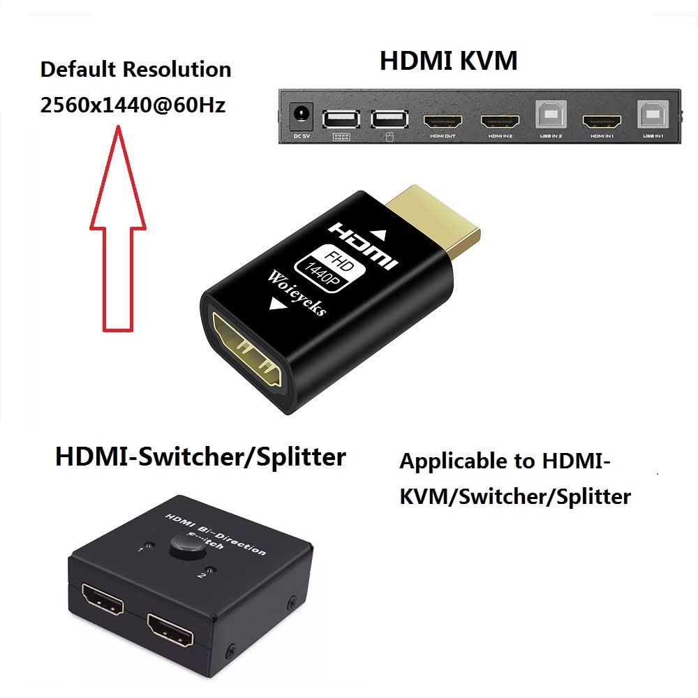 Woieyeks Hdmi Edid Emulator Passthrough (2K 2560X1440@60Hz Default Resolution) For Mac Thunderbolt To Hdmi Switches/Extender/Av