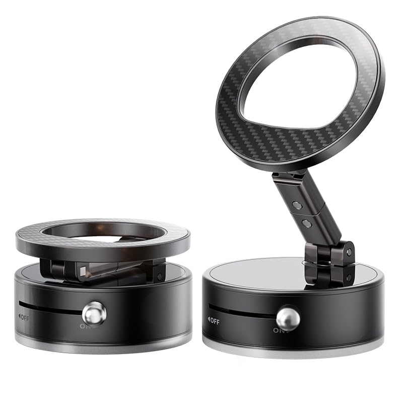 Uceento Upgraded 360 Vacuum Magnetic Phone Holder, Suction Cup Phone Mount, Foldable Strong Magnetic Cell Phone Holder For Car/G