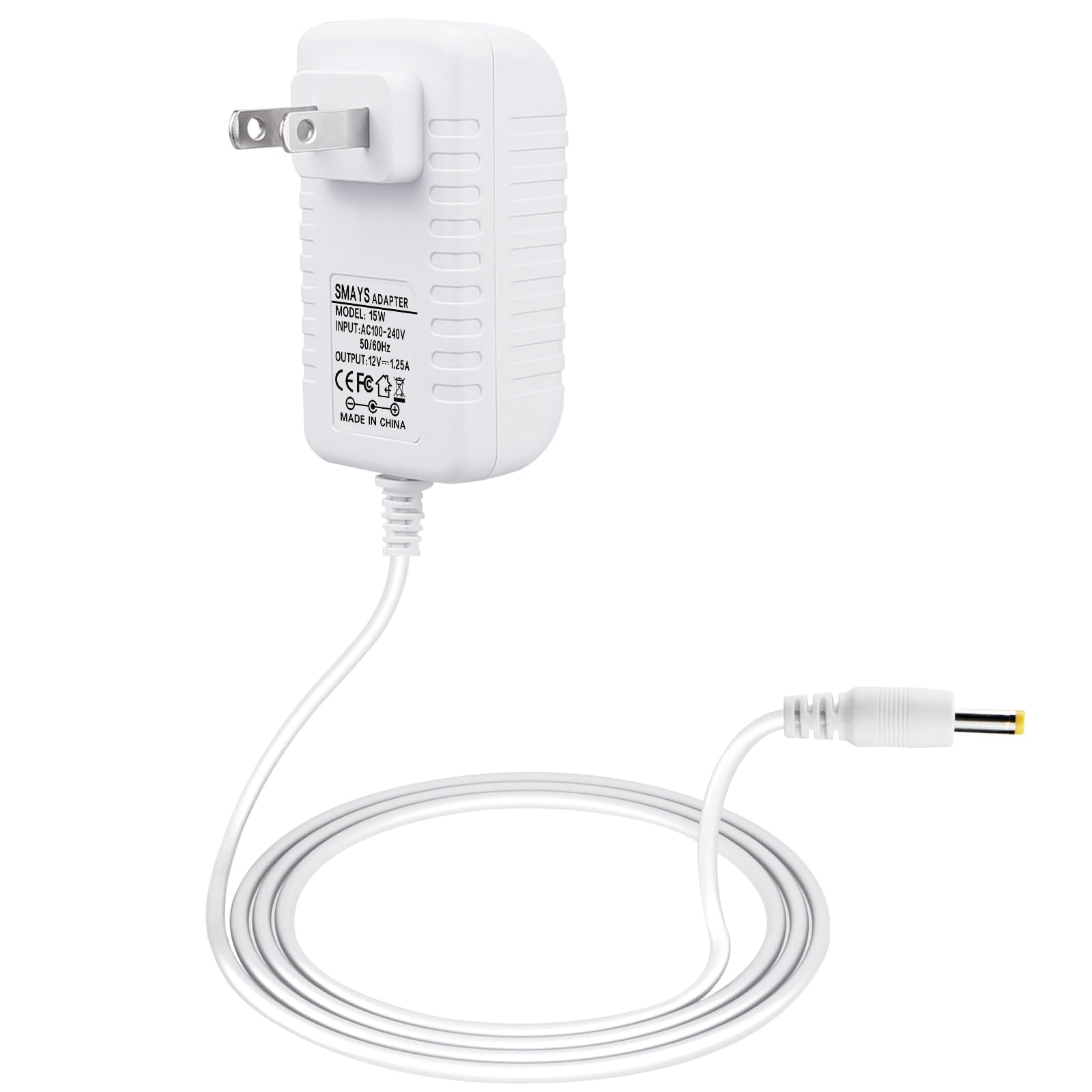 15W Power Cord Replacement For Echo Dot 5Th Gen, 4Th Gen, 3Rd Gen, Dot Kids Edition, Dot With Clock, Pop, White Dc Charger Adapter With 5Ft Cable