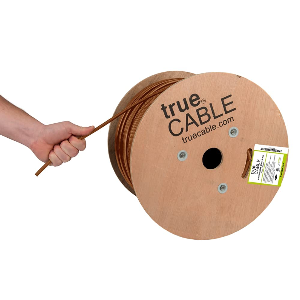 Truecable Cat6 Direct Burial, Gel Filled, 1000Ft, Brown, Waterproof, Cmx, 23Awg Solid Bare Copper, 550Mhz, Poe++ (4Ppoe), Etl Listed, Unshielded Utp, Bulk Ethernet Cable