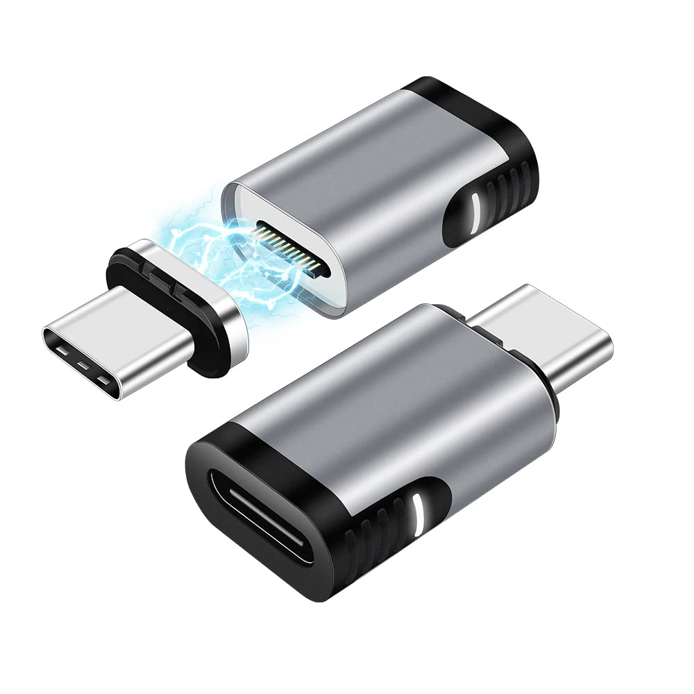 Sheeast Magnetic Usb C Adapter 2 Pack 24 Pin Mini Magnetic Usb C Adapter Connector Straight 100W Pd Fast Charge 20Gbs Data Trans