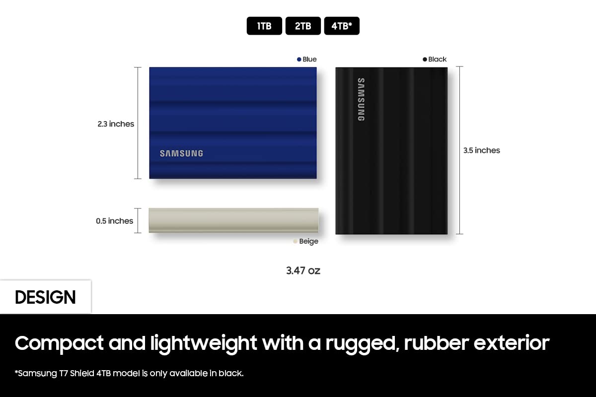 Samsung T7 Shield 1Tb, Portable Ssd, Up To 1050Mb/S, Usb 3.2 Gen2, Rugged, Ip65 Rated, For Photographers, Content Creators And G