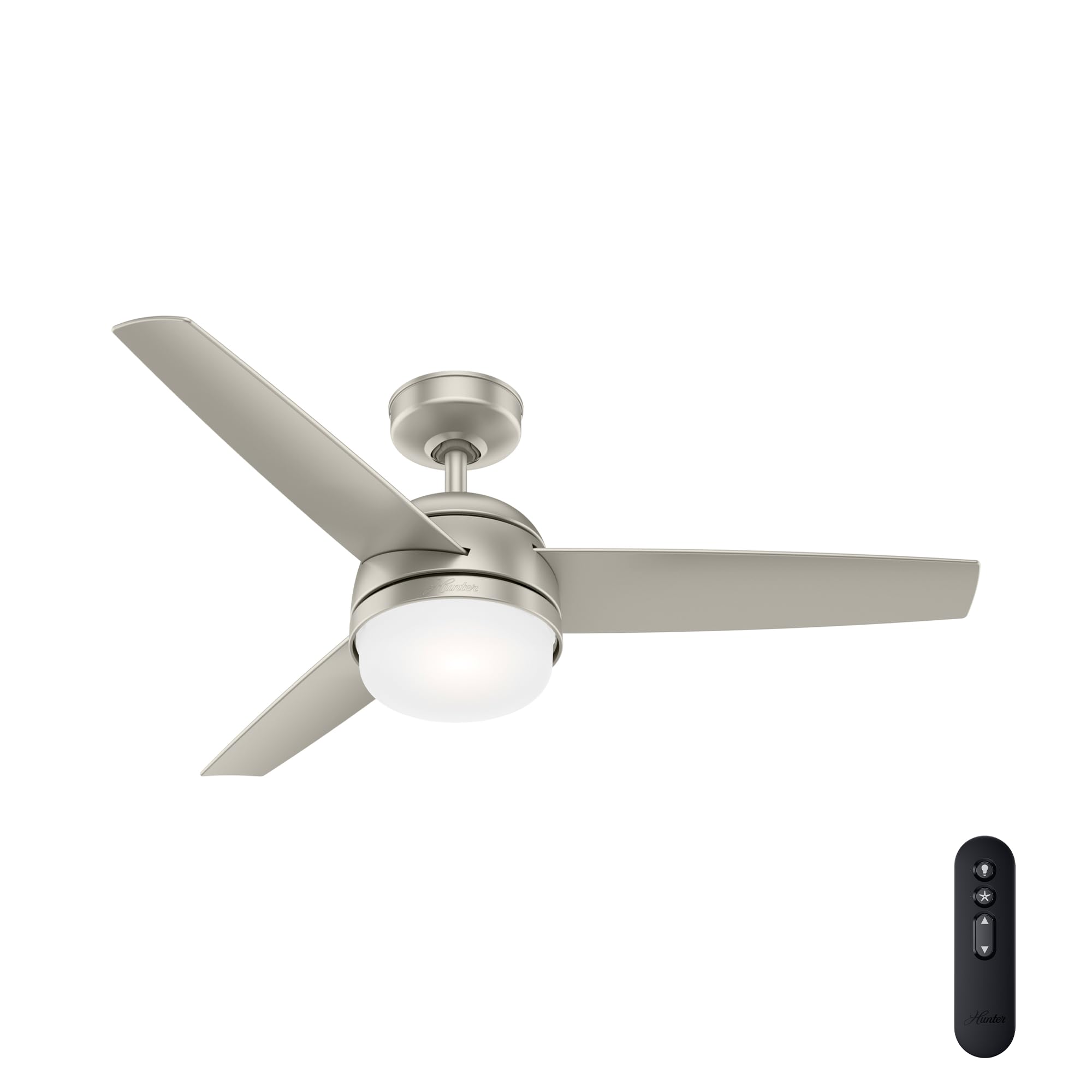 Hunter 48 inch Indoor Ceiling Fan with LED Light and Remote Control - Standard Mount Ceiling Fan, 3 Blades, For Bedroom, Living