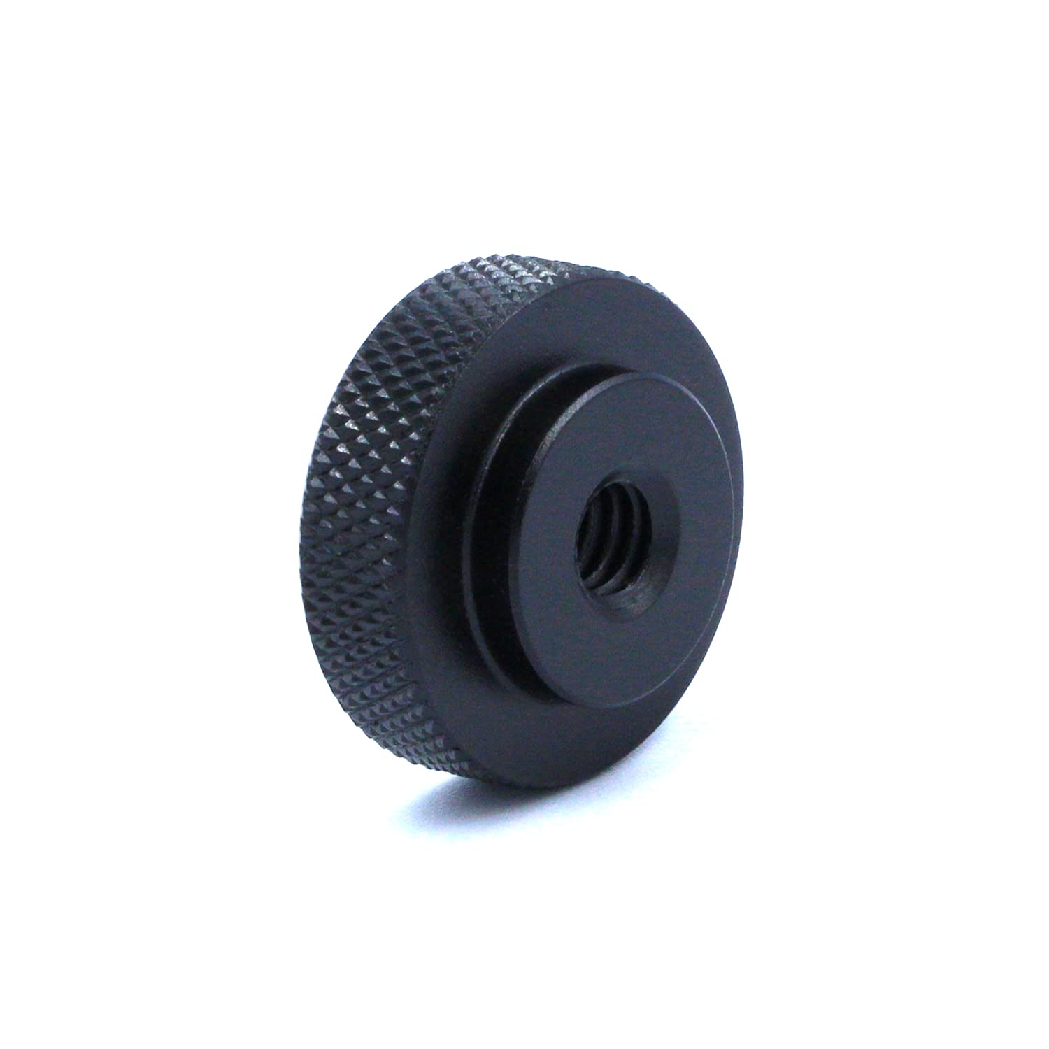 2 Pack 25Mm Large Knurled Edge 1/4'' 20 Female Thumb Wheel Lock Nut Adapter (Black)