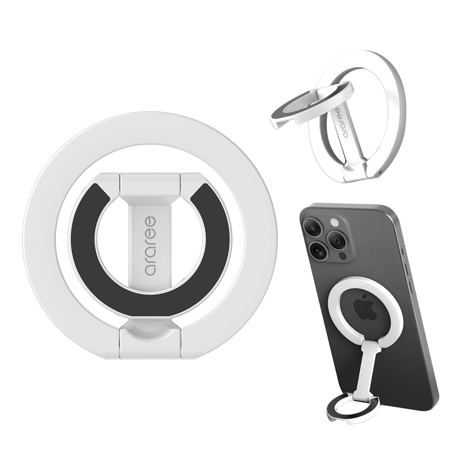 araree AR27696 MagSafe Smartphone Ring Stand A-RING [2 Levels Folding Grip, Double-Sided Magnet, Metal Surface Adsorption, Ultra