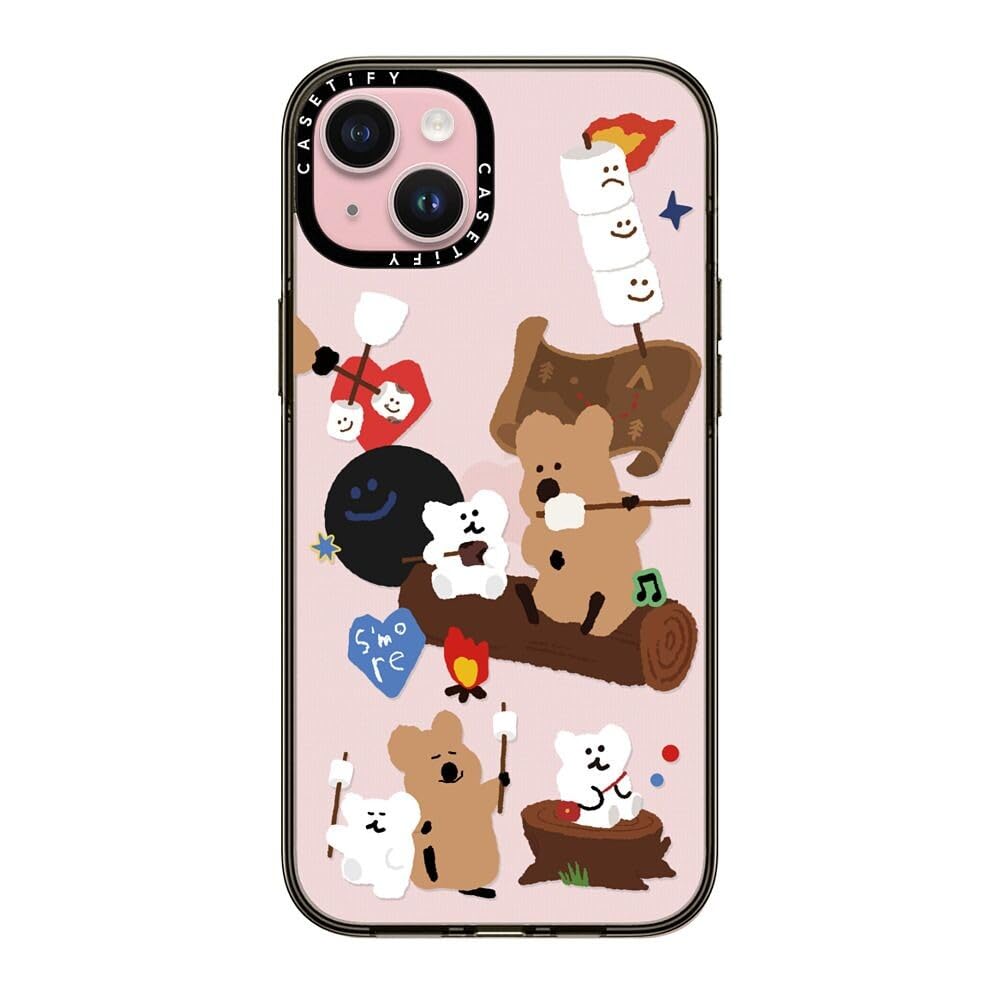 Casetify Compact Iphone 15 Plus Case [2X Military Grade Drop Tested / 4Ft Drop Protection]   Cute Prints   S'More !   Clear Blac