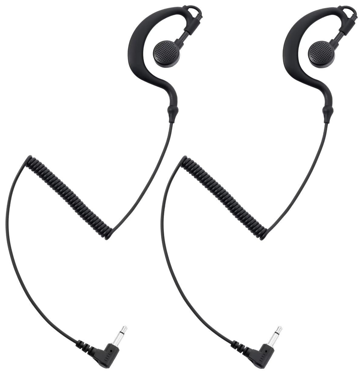 Commountain 3.5Mm Listen Only Earpiece For Speaker Mic Of Motorola Kenwood Baofeng Etc, G Shape Earhook Receive Only Headset With Earbud Covers, For Police Security And Law Enforcement Use 2 Pack