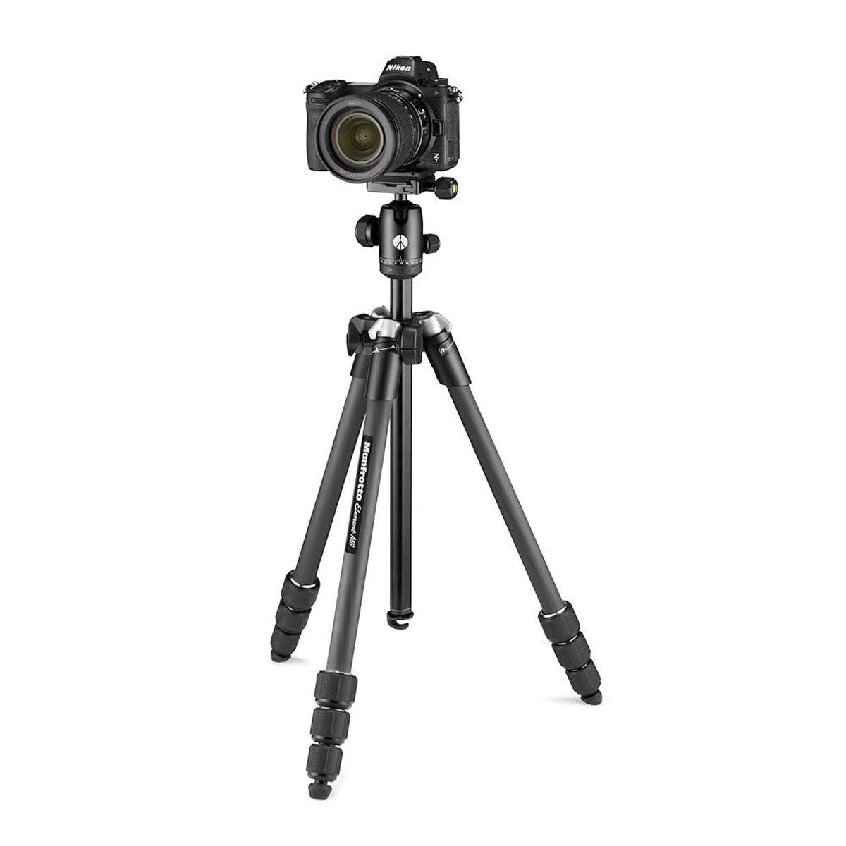 Manfrotto Element Mii Mobile Bluetooth Mkelmii4Bmb Bh, Lightweight Aluminium Travel Tripod, With Carry Bag, Arca Compatible Ball