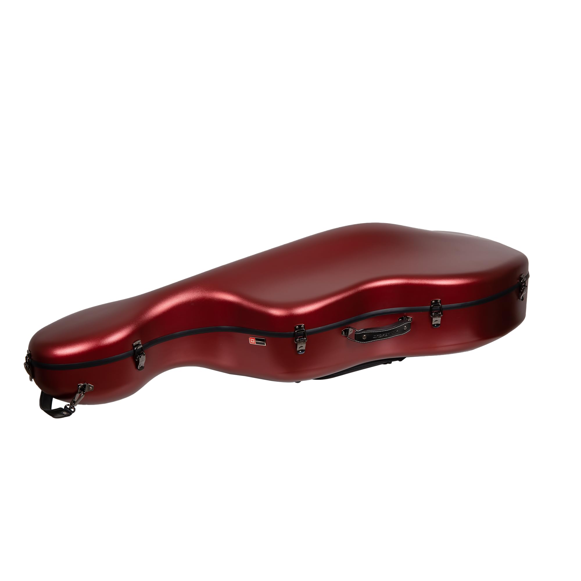 Crossrock Poly Carbon Cello Case For 4/4 Full Size | Red Matte Finish, Black Velvet Interior, Wheels, Music Pouch - Lightweight