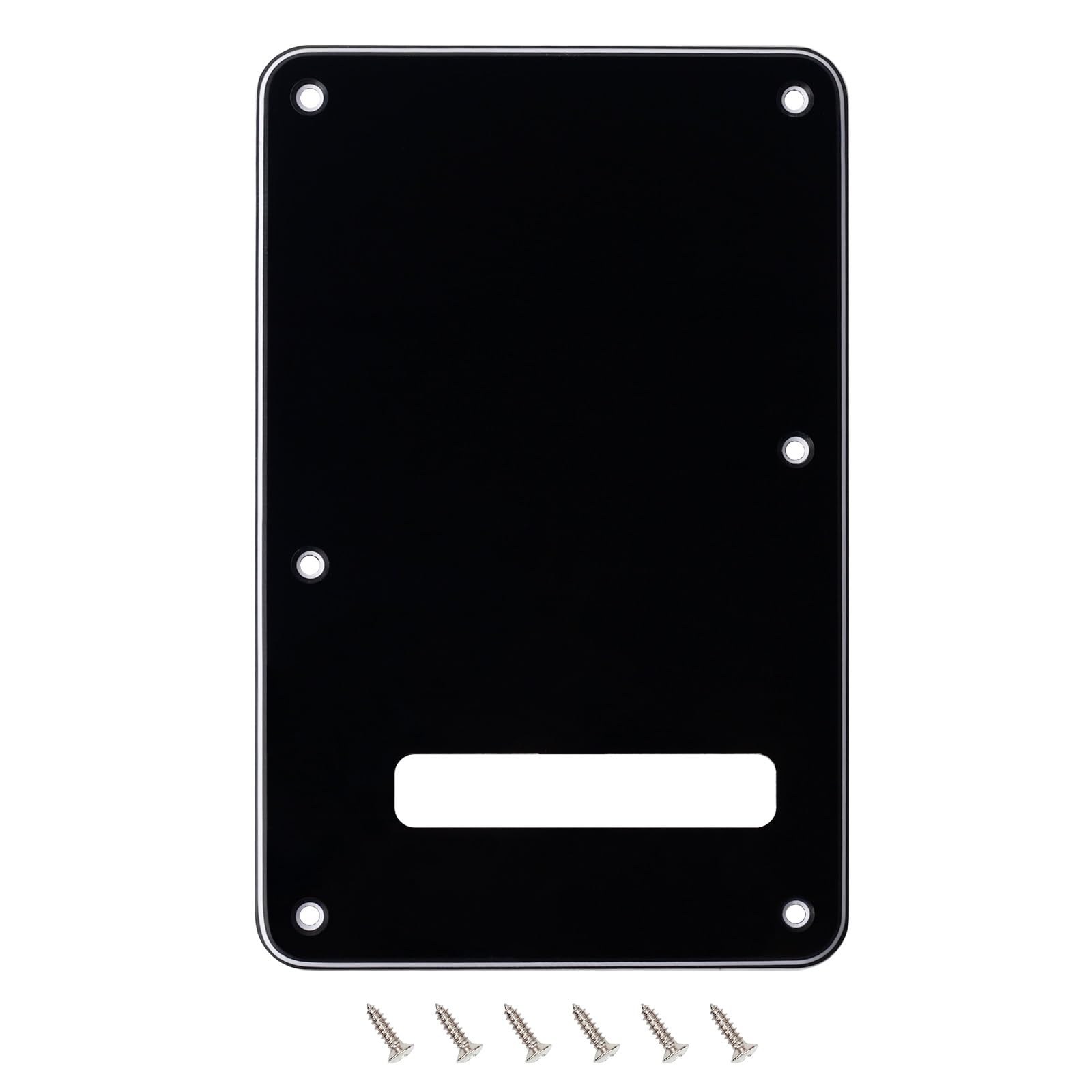 Banworks Electric Guitar 3 Ply Backplate 6-Hole Trem Tremolo Cover for USA/Mexican Fender Standard Strat ST JT/HGB-01 Glossy Bla